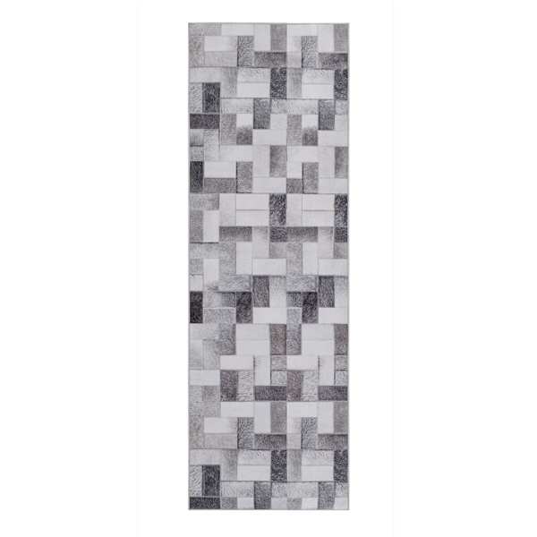 (D537) Crosby St. Nova Grey Printed Runner, 2x7