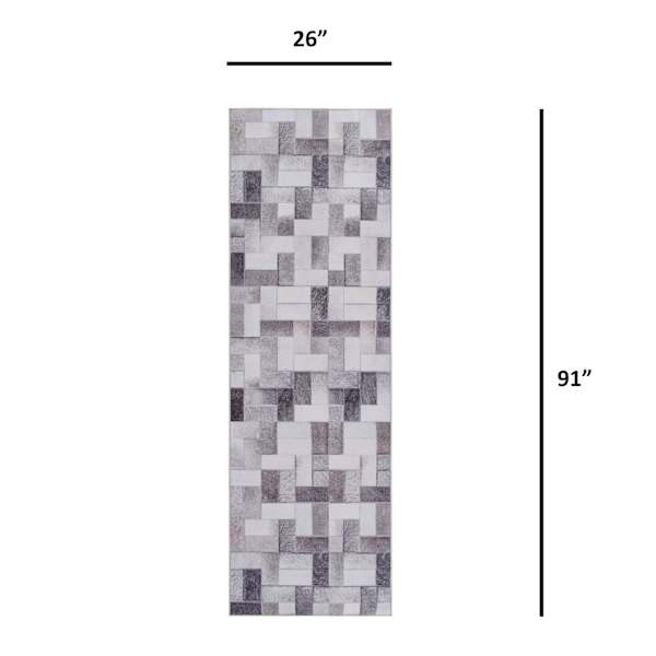 (D537) Crosby St. Nova Grey Printed Runner, 2x7