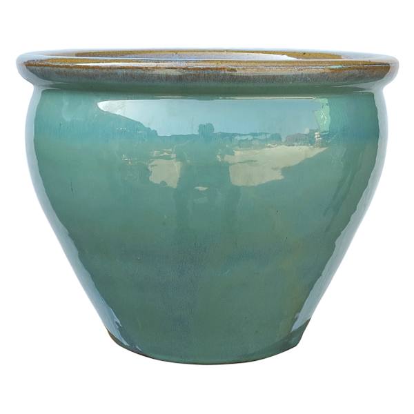 Honeybloom Mews Green Ceramic Outdoor Planter, Medium