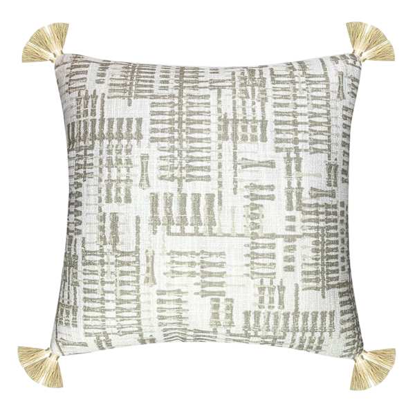 Grey Bone Print Tassel Throw Pillow, 18"