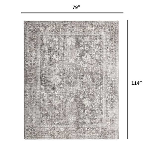 (B844) Honeybloom Vintage Distressed Medallion Area Rug, 7x10