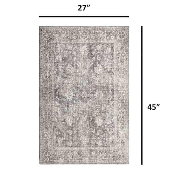 (B844) Honeybloom Vintage Distressed Medallion Accent Rug, 27x45