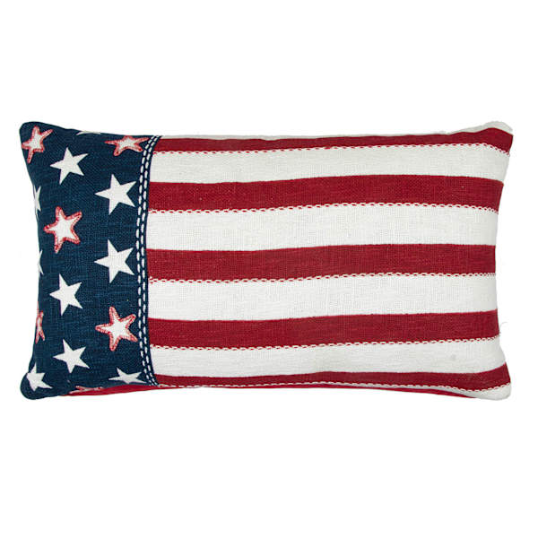 Honeybloom American Flag Oblong Throw Pillow, 14x24