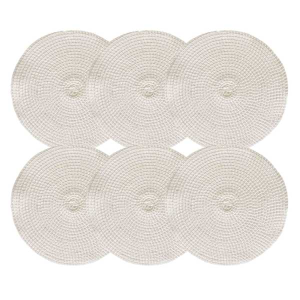 Set of 6 Round Shiori Placemats, Natural