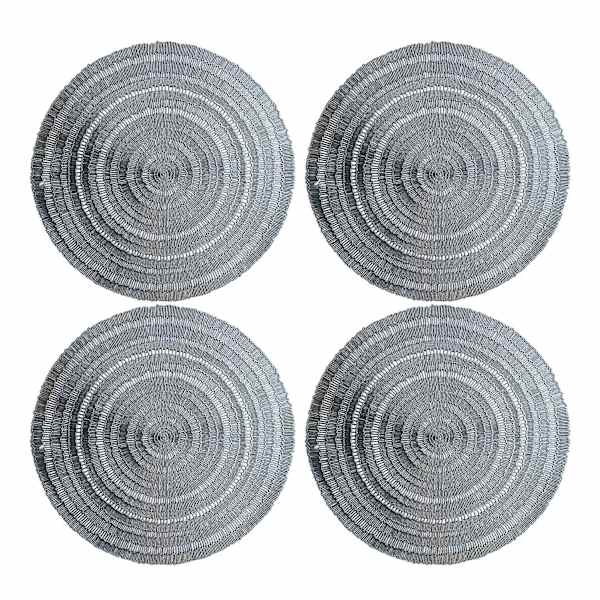 Set of 4 Audley Round Placemats, Silver