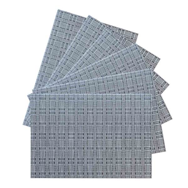 Set of 6 Marquis Powder Woven Vinyl Placemats, 13x18