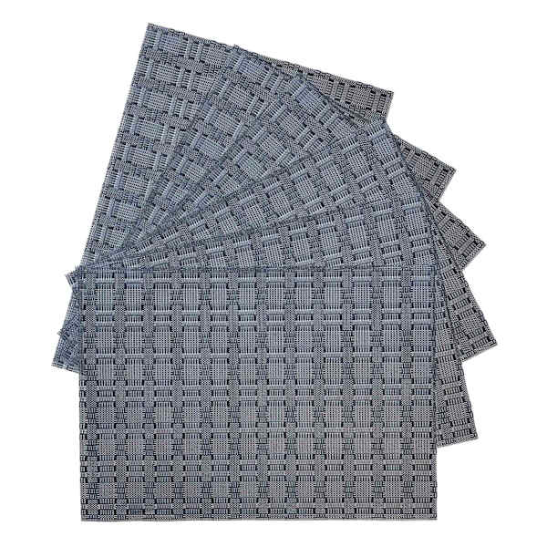 Set of 6 Marquis Gunmetal Woven Vinyl Placemats, 13x18
