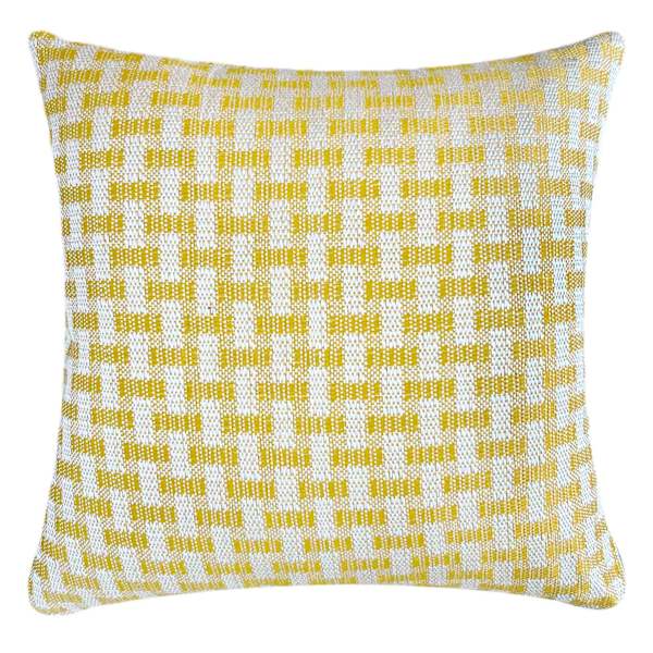 Honeybloom Yellow Cross Weave Woven Throw Pillow, 18"
