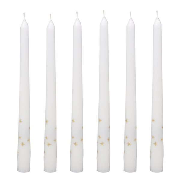 Willow Crossley 6-Pack Gold Star Unscented Taper Candles, 11"