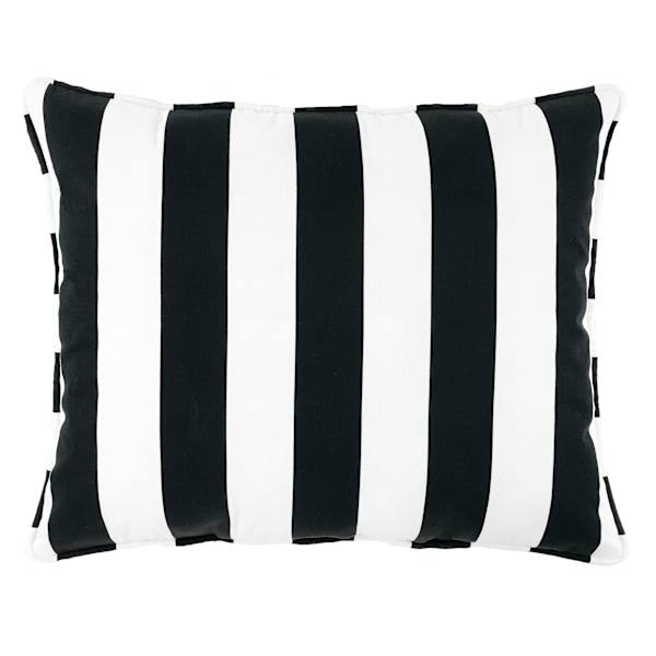 Providence Black Awning Striped Outdoor Corded Back Cushion