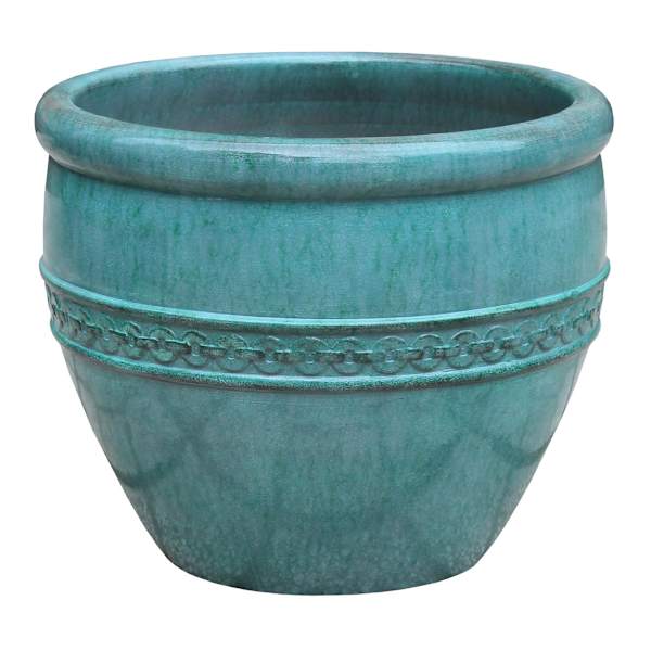 Providence Tyler Teal Tall Outdoor Planter, Large