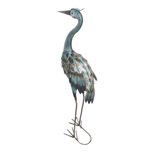 LED Metal Crane Outdoor Garden Statue with Timer, 36.8"