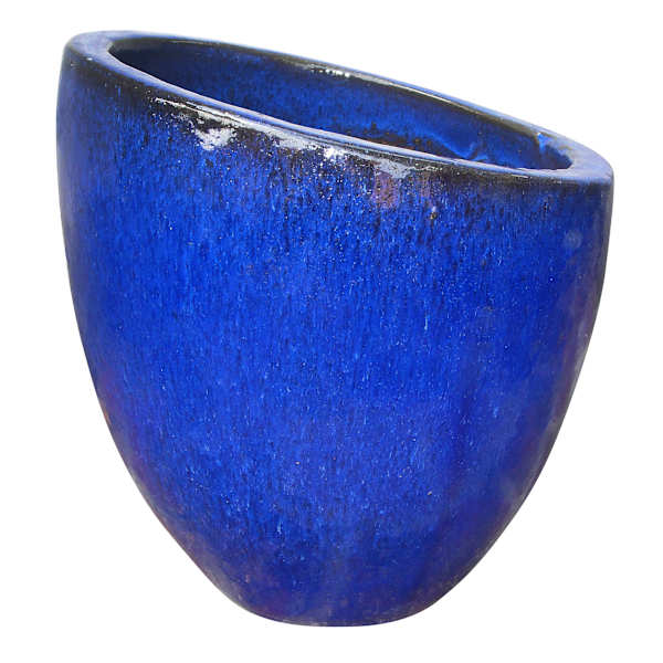 Blue Fall Away Ceramic Outdoor Planter, Small
