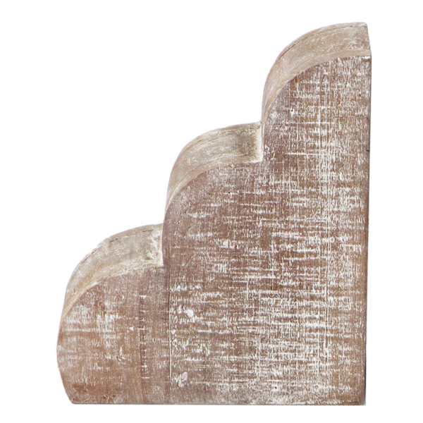 1-Piece Rustic Wood Bookend, 6"