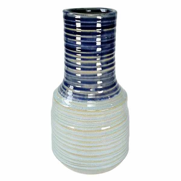 Blue Reactive Glaze Ceramic Vase, 9"