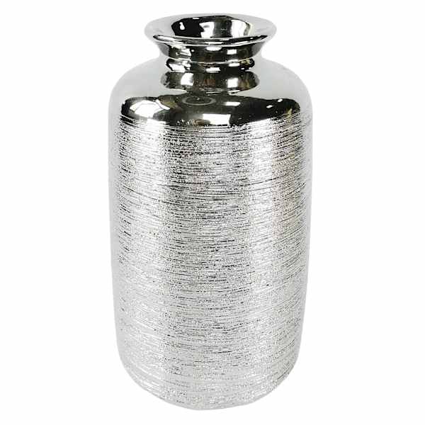 Ty Pennington Silver Ceramic Vase, 8"
