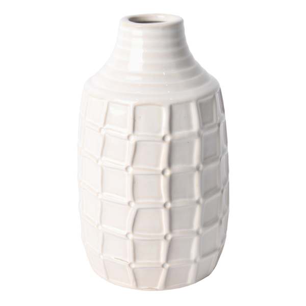 Ty Pennington Ivory Windowpane Ceramic Vase, 8"