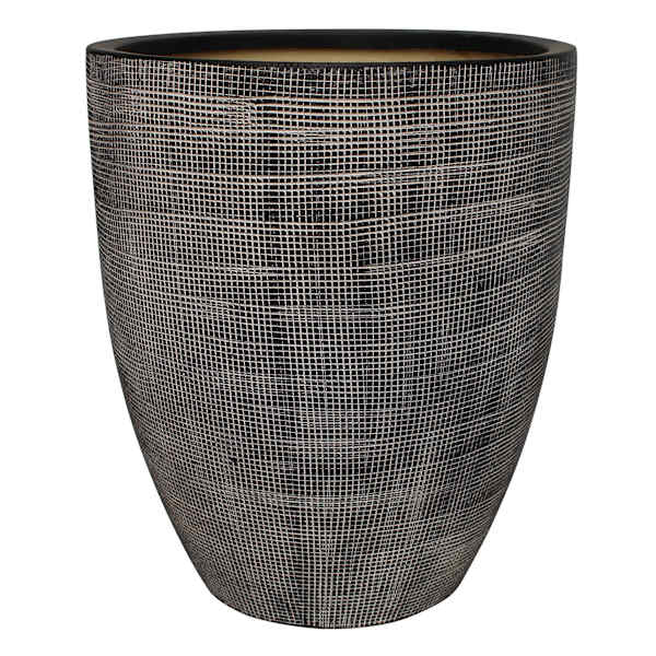 Indoor Tall Grid Patterned Ceramic Pot, Medium