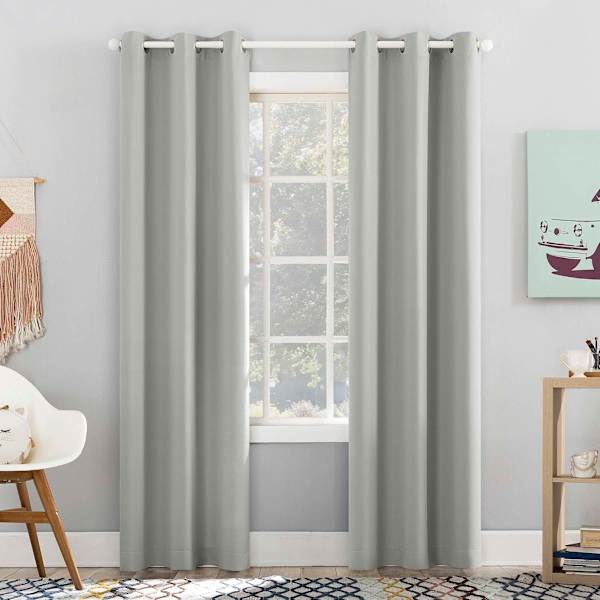 Tiny Dreamers Grey Blackout Grommet Curtain Panel, 84"