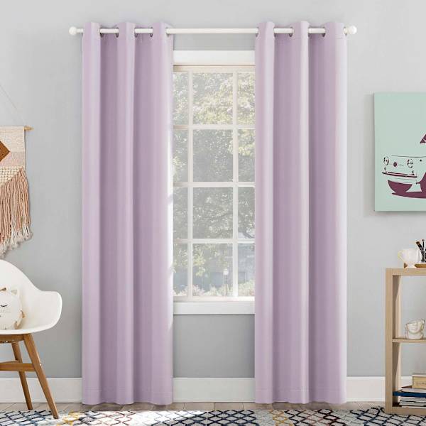Tiny Dreamers Lyle Purple Blackout Grommet Curtain Panel, 84"