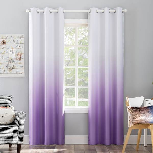 Tiny Dreamers Purple Ombre Blackout Grommet Curtain Panel, 84"