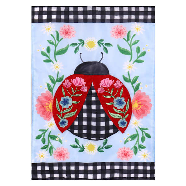 Patterned Ladybug Garden Flag, 18"