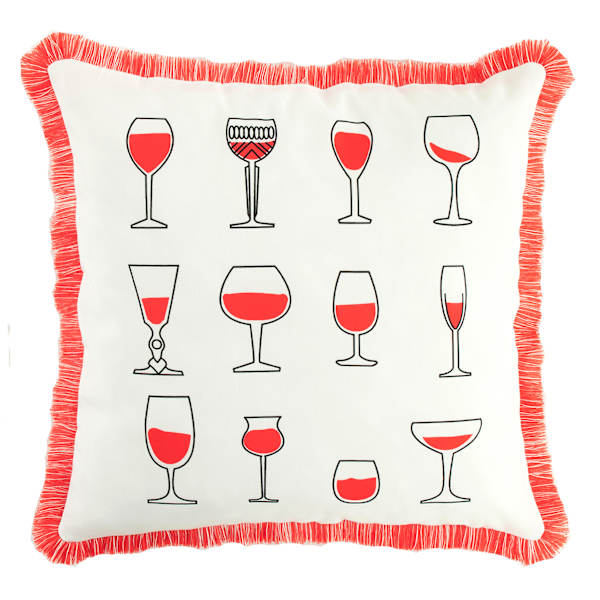 Rose Wine Glasses Square Outdoor Throw Pillow, 18"
