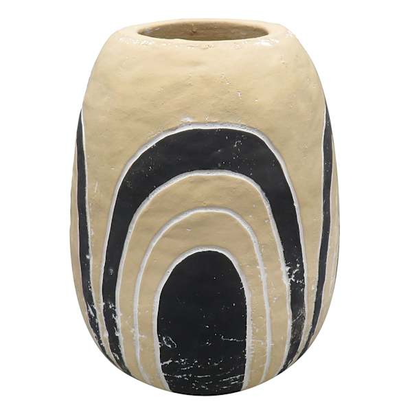 Tracey Boyd Black & Tan Ceramic Vase, 9"