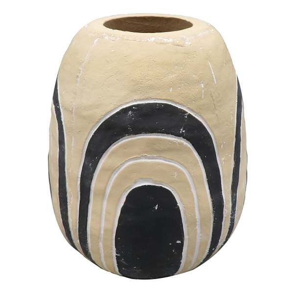 Tracey Boyd Black & Tan Ceramic Vase, 7.5"
