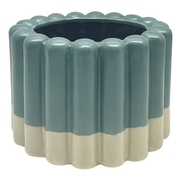 Found & Fable Blue & Tan Ceramic Vase, 6"