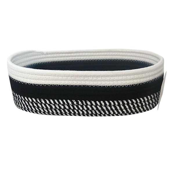 Marly Black Striped Round Storage Basket, Small
