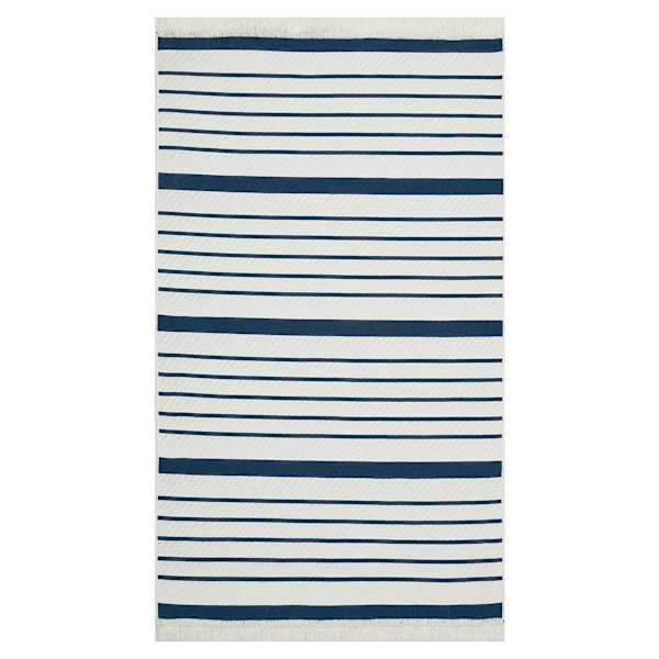 (D585) Honeybloom Arya Blue Striped Washable Accent Rug, 3x5