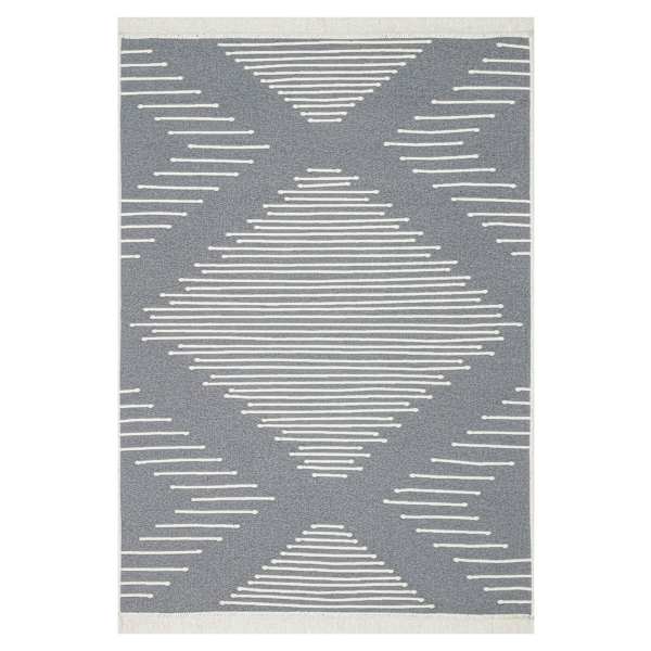 (D586) Arya Grey Diamond Design Washable Area Rug, 5x7