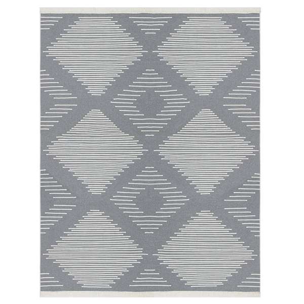 (D586) Arya Grey Diamond Design Washable Area Rug, 8x10