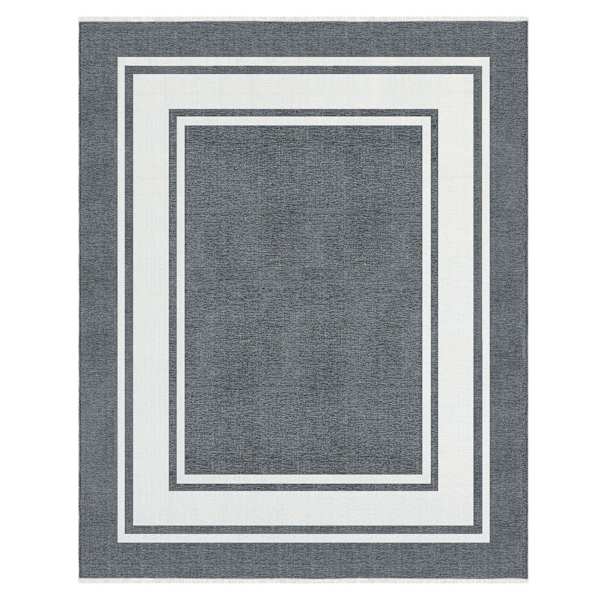 (B841) Providence Noa Grey Border Washable Area Rug, 8x10