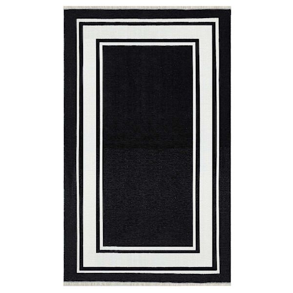 (B842) Providence Noa Black & White Border Washable Accent Rug, 3x5