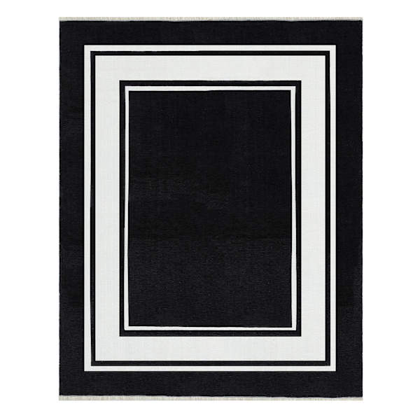 (B842) Providence Noa Black & White Border Washable Area Rug, 8x10
