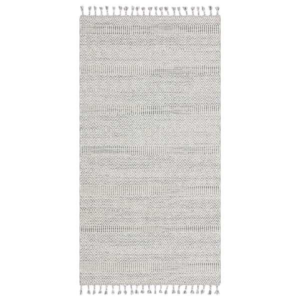 (E464) Found & Fable Soho Grey Tasseled Area Rug, 5x7
