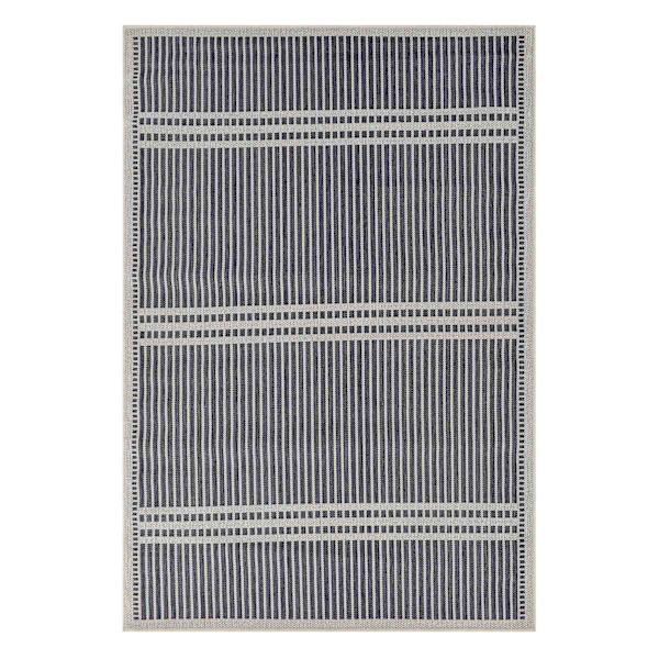 (E467) Honeybloom Terrace Blue Striped Accent Rug, 2x3