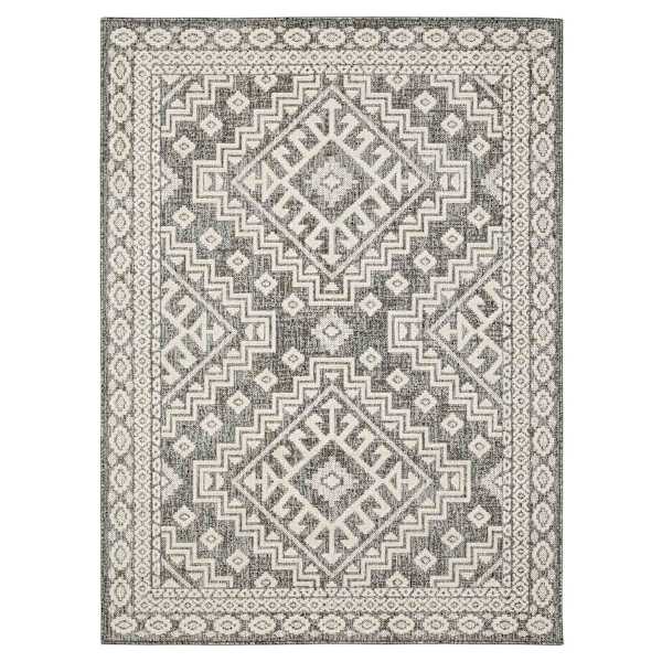 (E475) Tracey Boyd Athens Grey Diamond Design Outdoor Area Rug, 5x7