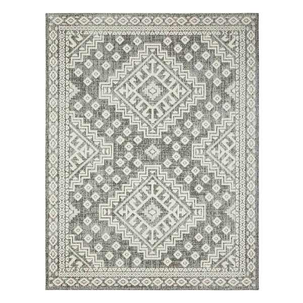 (E475) Tracey Boyd Athens Grey Diamond Design Outdoor Area Rug, 8x10