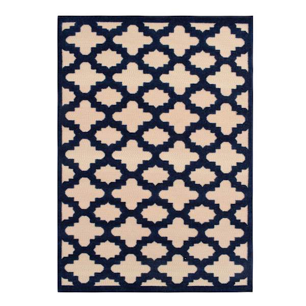 Torino Navy Blue Trellis Area Rug, 5x7