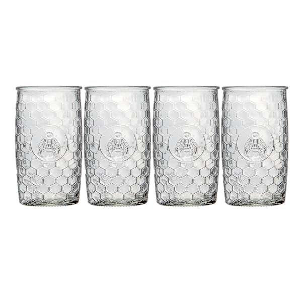 Set of 4 Honeycomb Highball Glasses