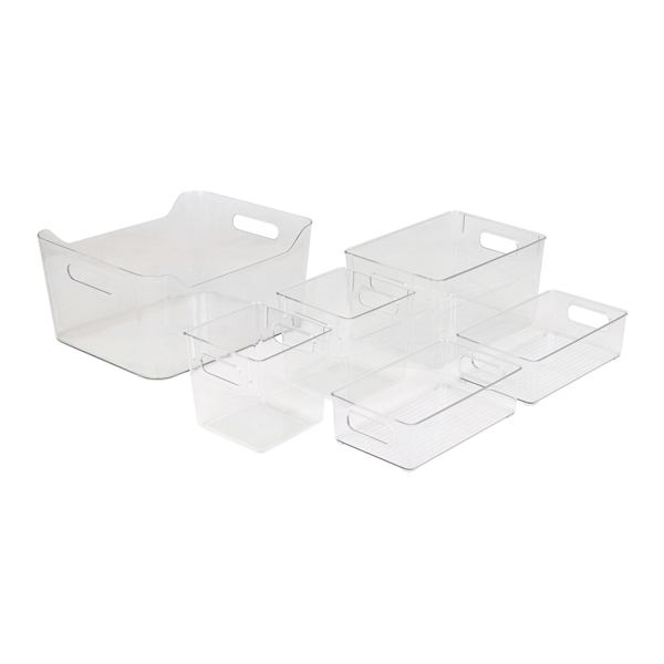 6-Piece Clear Fridge Organizer Set