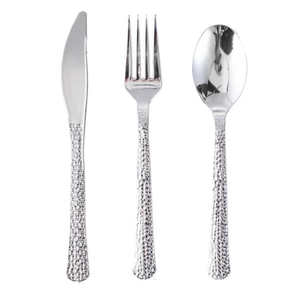 Set of 96 Hammered Silver Cutlery Set