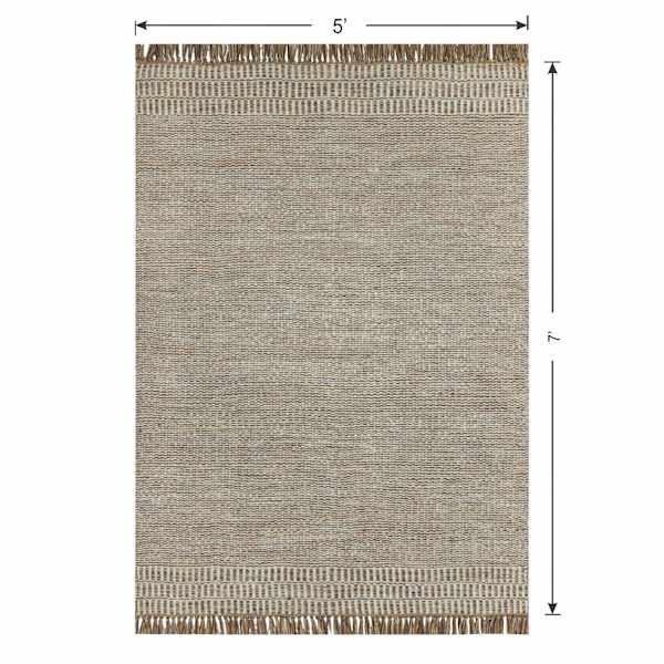 (B685) Tracey Boyd Natural Dunne Fringe Area Rug, 5x7