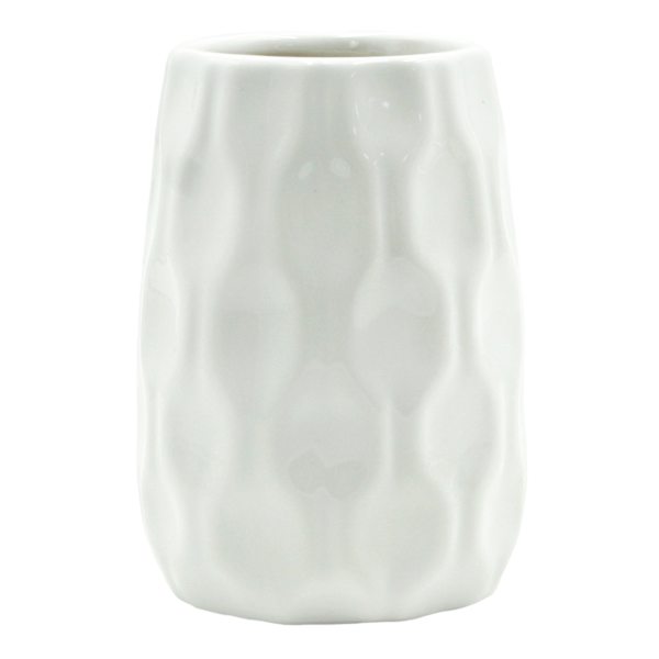 Honeybloom Katherine White Ceramic Bath Tumbler, 4"