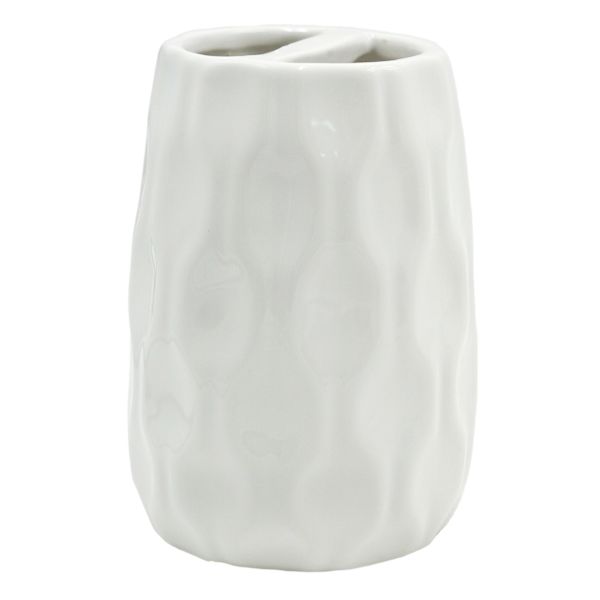 Honeybloom Katherine White Ceramic Toothbrush Holder, 4"