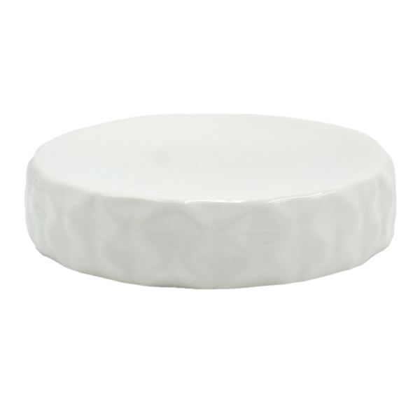 Honeybloom Katherine White Ceramic Soap Dish, 4.3"