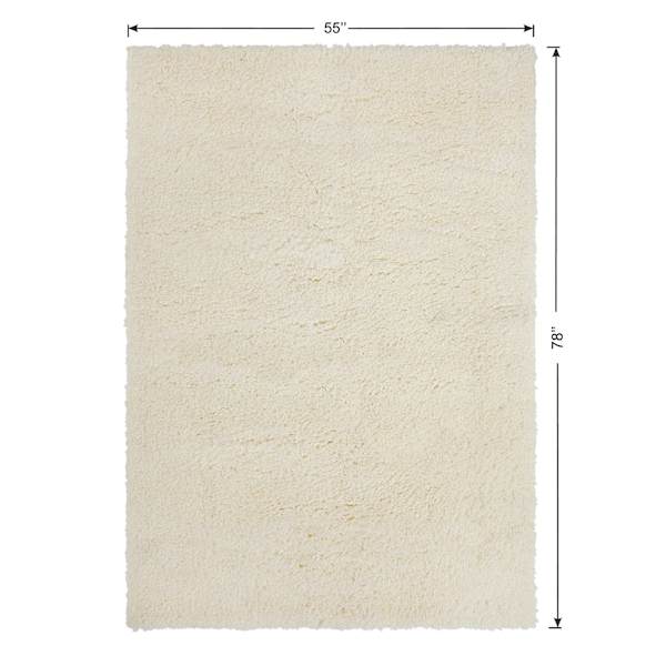 (C195) Kodiak Ivory Shag Area Rug, 5x7